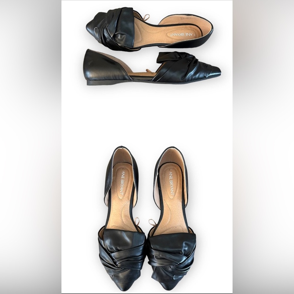 Lane Bryant Black Pointed Toe Dorsay Flats | Size 7 Wide